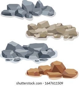 Piedras, piedras grandes y pequeñas. Vector
