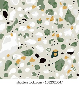 Stones on a gray background mosaic of stones,white red green and black.Texture seamless pattern. Vector