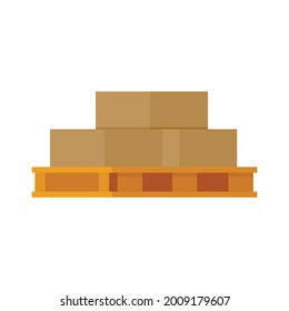 Stones on pallet icon. Flat illustration of stones on pallet vector icon isolated on white background
