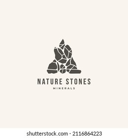 Stones pile abstract nature minimal hipster logo icon sign design concept. Vector illustration template