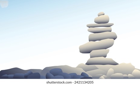 Stones piled up in gray during the day, meditation, oriental, rock stacked, natural, nature, health