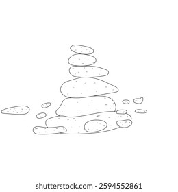 Stones pyramid. Rock balancing. balance stone simple line art. balancing pebbles line drawing. vector Illustration