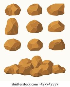 Stones and rocks, brown stones boulders. Stone rocks elements of