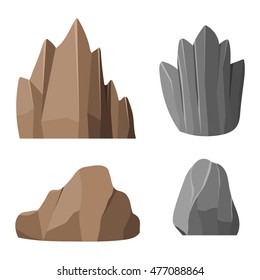 Stones rocks in cartoon style big building mineral pile