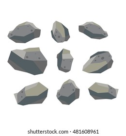 Stones and rocks in cartoon style big building mineral pile