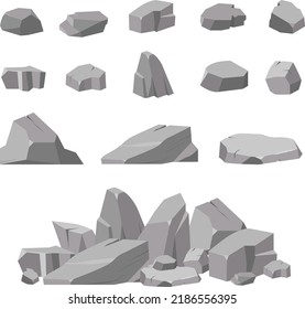 Stones and rocks in isometric 3d flat style. Rock stone big set cartoon. For mountains, geology, mineral concepts nature vector illustrations - Shutterstock ID 2186556395