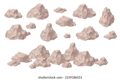 Stones and rocks set. Boulders of different shapes