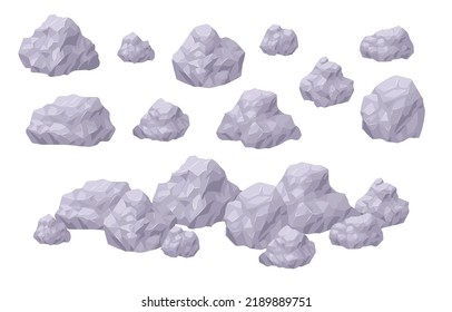 Stones and rocks set. Boulders of different shapes