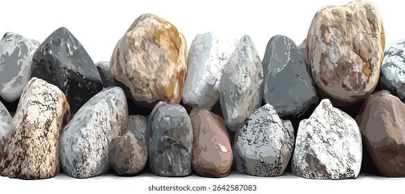 Stones row in foreground, rocky pile, stone texture, stacked stones, pebble arrangement, nature rocks, outdoor scene, stone landscape, natural rock formation, pile of pebbles