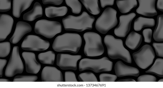 Stones. Seamless texture. Stone wall Cobblestones. Rounded stones. Seamless background. Vector graphics