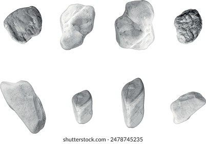 stones set. garden stones. vector file. isolated. transparent