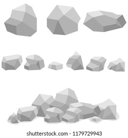 Stones, a set of gray stones. Vector illustration of stones.