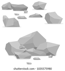 Stones, a set of stones. Mountain of stones. Flat design, vector illustration, vector.