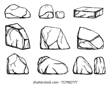 stones set vector. hand drawings isolated