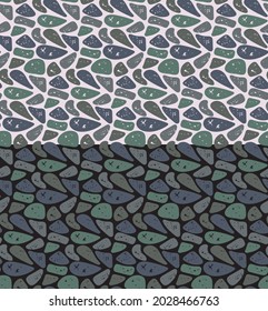 Stones shapes seamless pattern. Neutral grey color shades background. Vector