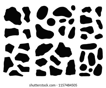 stones silhouette isolated. on white background set of objects.