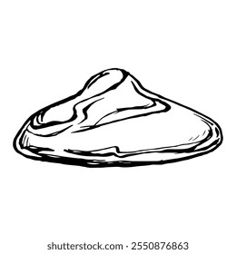 Stones sketch. Vector monochrome illustrations of Natural stone in outline style. Hand drawings in black and white graphics. Outline doodle rock structure. Pebble and boulders painted by black inks