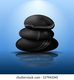 Stones for spa on blue background