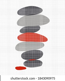 Stones stability abstract background. Creative minimalist hand painted illustration for wall decoration, postcard or brochure design. Vector