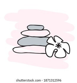 Stones for stone therapy. Alternative medicine. Vector