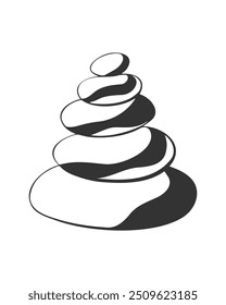 Stones stylized drawing logo for massage. Wellness and spa. Spa beauty healthy lifestyle. Balancing rock zen stones. Natural stones. 