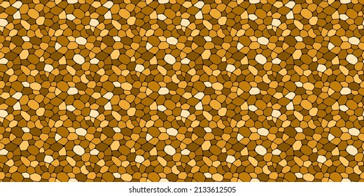 stones vector background. Pebble seamless pattern. cobblestone rubble template wallpaper for interior designs, landscape, game, wall textures. Brown color, different size poligonal repeated backdrop.