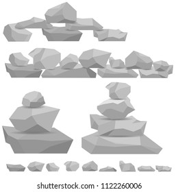 Stones, a wall of stones with a shadow. Figures of stone. Flat design, vector illustration, vector.