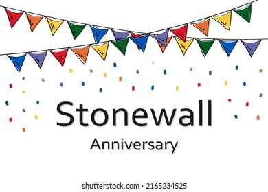 Stonewall Riots Anniversary Concept. Colorful Banner With Flags.
