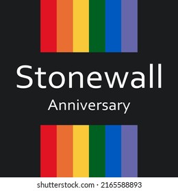 Stonewall Riots Anniversary Concept. Colorful Rainbow Banner.