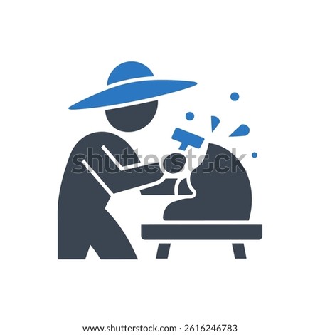 Stoneworker Sculptor Artisan Icon On White Background