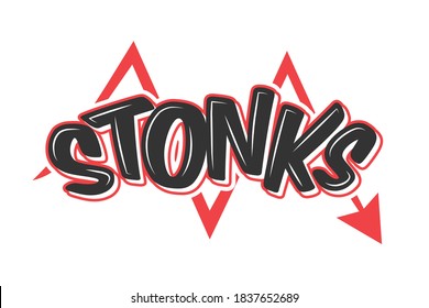 Stonks Text, Business and Finance Text, Financial Stocks, Stock Market Exchange Background, Vector Illustration Text