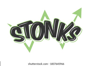 Stonks Text Vector Illustration Text