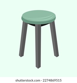 Stool chair flat vector illustration. Cute vintage house interior stool chair cartoon vector illustration for graphic design and decorative element