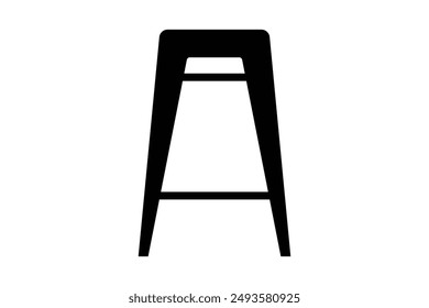 Icono de silla de taburete en glifo plano negro, estilo relleno aislado sobre fondo blanco