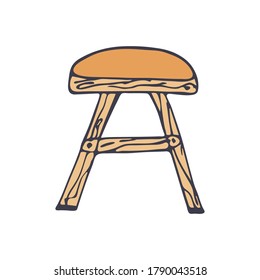 Stuhl in Farbe einzeln auf weißem Hintergrund. Doodle-Vorlage für Postkarte, Banner, Poster, Webdesign. Handgezeichnete Vektorgrafik.