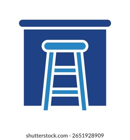 Stool dual tone blue color icon, mini illustration for relaxation, party, pubs and bars UI, UX kit, app and web development, digital or print.