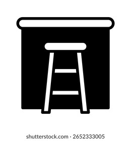 Icono de glifo de taburete, mini ilustración para relajación, fiesta, pubs y bares UI, kit UX, App y desarrollo de Web, digital o impreso.