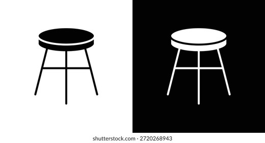 Icono de taburete. Icono de diseño plano simple en blanco y negro