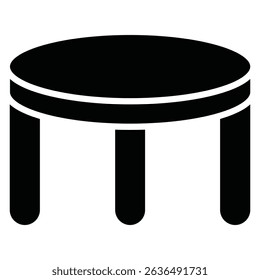 Stool icon Flat outline fill black and white