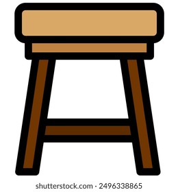 stool icon with flat outline style