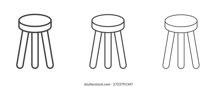 Stool icon in line art doodle style. Editable stroke outline sign, eps 10