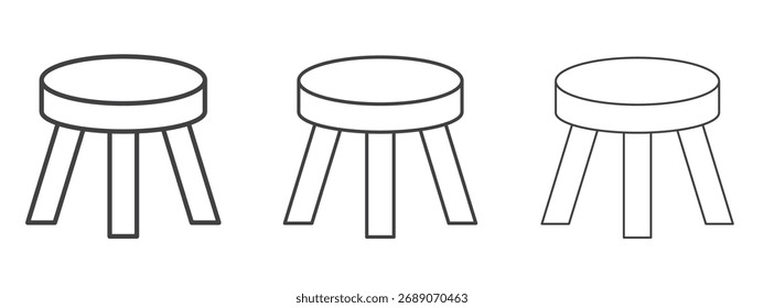 Stool icon in Line Art Style for Design collection