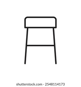 Conjunto de contorno de icono de taburete en color blanco y negro