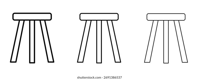 Icono de taburete en el símbolo de estilo de trazo de contorno.