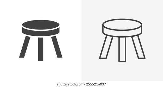 Stool icon. outlined vector style.