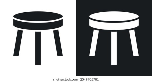 Paquete de iconos de taburete en color negro.