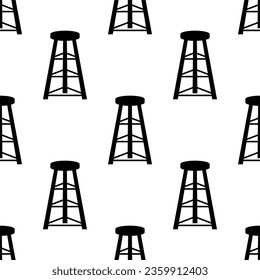 Stool Icon Seamless Pattern, Furniture Icon Vector Art Illustration