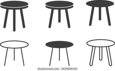 stool icon set. Furniture cafe. Clipart image sign
