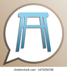 Stool icon sign. Bright cerulean icon in white speech balloon at pale taupe background. Illustration.