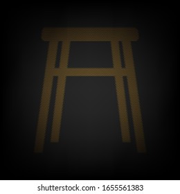 Signo de icono de herramienta. Icono de la rejilla de una pequeña bombilla naranja en la oscuridad. Ilustración.